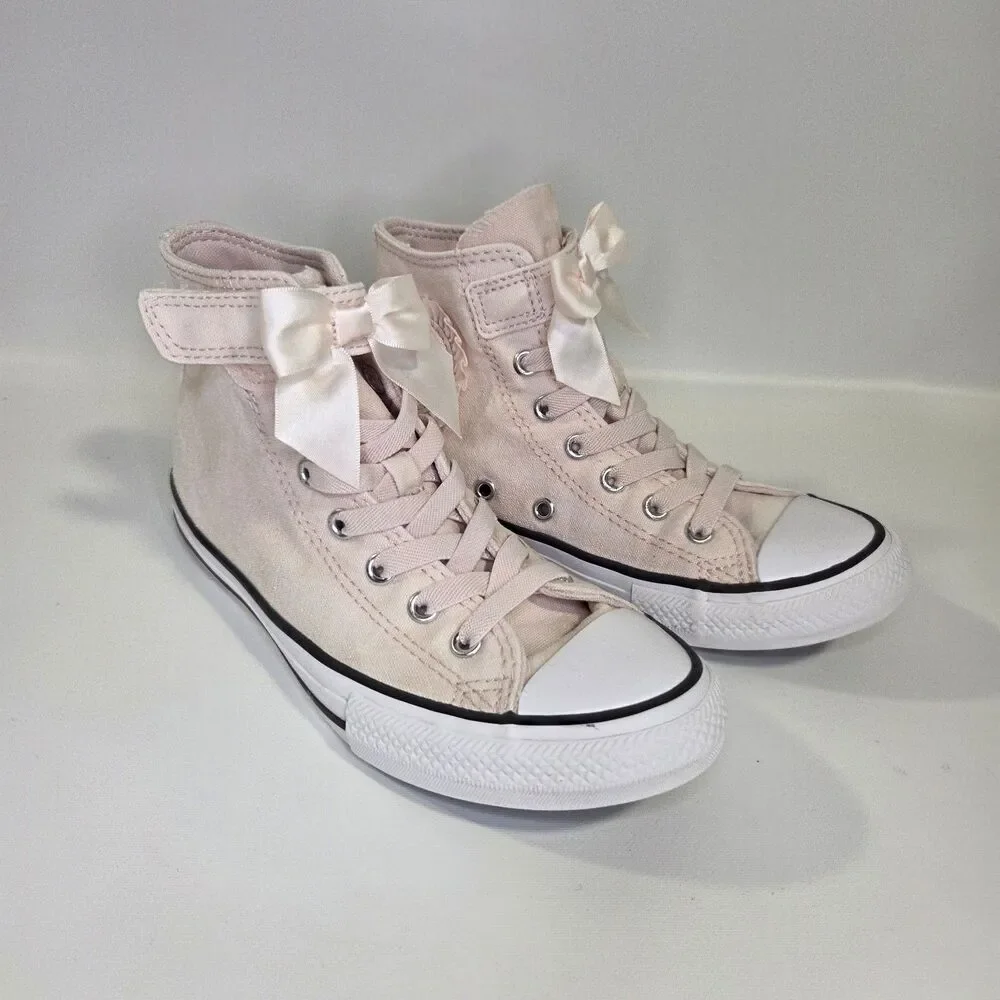 Converse Chuck Taylor High Top Sneaker Pink Ruffle  Bow sz 3 youth (big girls)